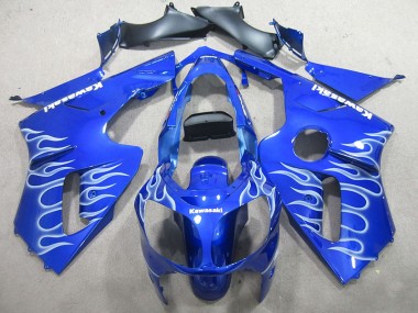 2002-2006 Blue White Flame Kawasaki ZX12R Motorbike Fairing Kits UK