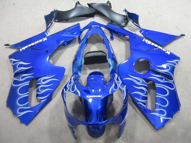 2002-2006 Blue White Flame Kawasaki ZX12R Motorbike Fairing Kits UK 2002-2006 Blue White Flame Kawasaki ZX12R Motorbike Fairing Kits UK