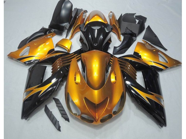 2006-2011 Black Gold Kawasaki ZX14R ZZR1400 Motorcycle Bodywork UK 2006-2011 Black Gold Kawasaki ZX14R ZZR1400 Motorcycle Bodywork UK