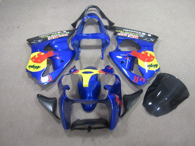 2000-2002 Blue Red Bull Ninja Kawasaki ZX6R Motorcycle Bodywork UK 2000-2002 Blue Red Bull Ninja Kawasaki ZX6R Motorcycle Bodywork UK