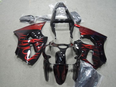 2000-2002 Black Red Flame Kawasaki ZX6R Motorbike Fairing Kits UK