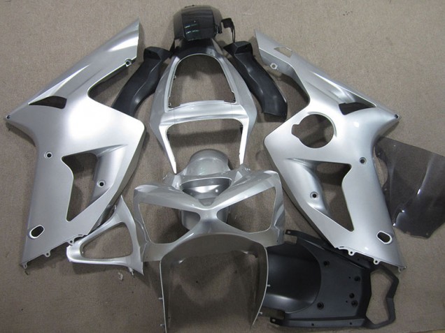 2003-2004 Silver Kawasaki ZX6R Motorcycle Fairings Kit UK 2003-2004 Silver Kawasaki ZX6R Motorcycle Fairings Kit UK