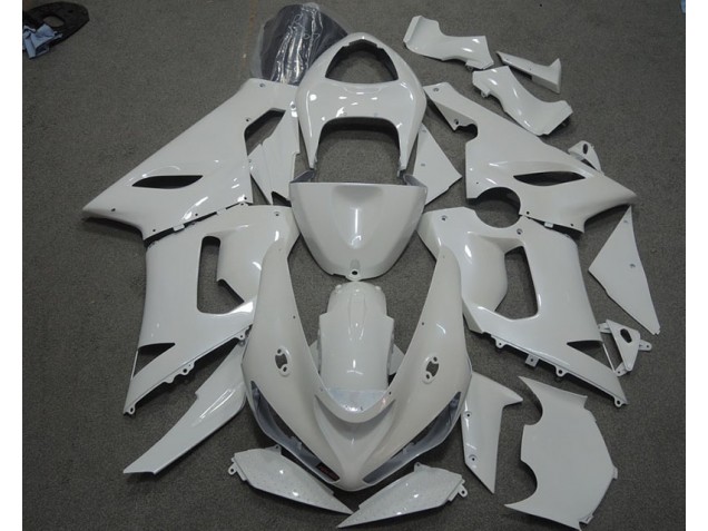 2005-2006 White Kawasaki ZX6R Motorcycle Fairings Kit UK 2005-2006 White Kawasaki ZX6R Motorcycle Fairings Kit UK