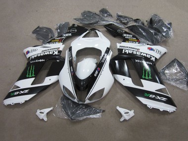 2007-2008 Black White Monster Kawasaki ZX6R Replacement Motorcycle Fairings UK
