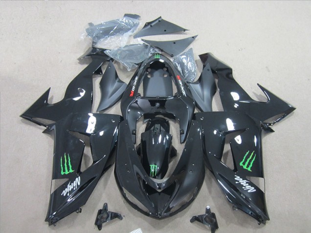 2007-2008 Black Ninja Green Monster Kawasaki ZX6R Bike Fairing Kit UK