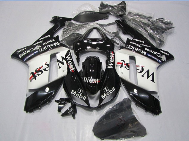 2007-2008 Black West Mobil Kawasaki ZX6R Motorcycle Bodywork UK 2007-2008 Black West Mobil Kawasaki ZX6R Motorcycle Bodywork UK