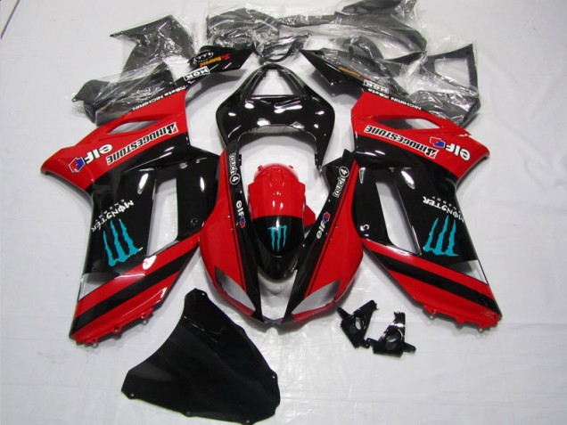 2007-2008 Red Black Monster Kawasaki ZX6R Motorbike Fairing Kits UK 2007-2008 Red Black Monster Kawasaki ZX6R Motorbike Fairing Kits UK