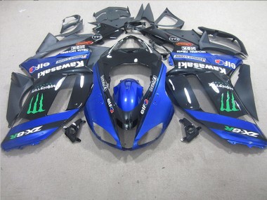 2007-2008 Black Blue Monster Kawasaki ZX6R Motorcycle Replacement Fairings UK