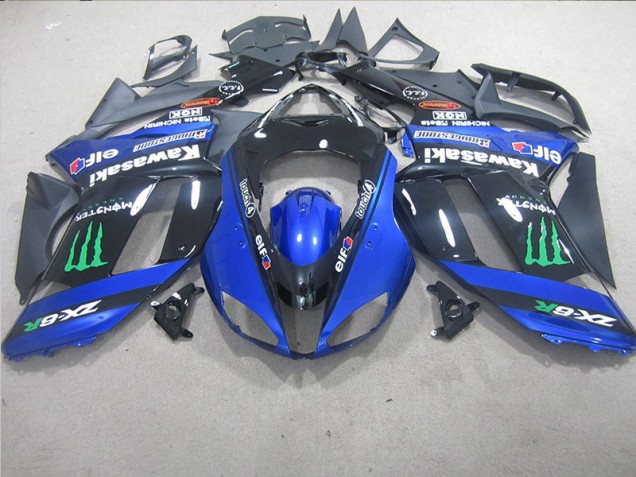 2007-2008 Black Blue Monster Kawasaki ZX6R Motorcycle Replacement Fairings UK 2007-2008 Black Blue Monster Kawasaki ZX6R Motorcycle Replacement Fairings UK