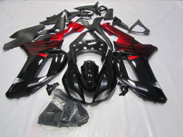2007-2008 Black Red Kawasaki ZX6R Motorcycle Fairings Kit UK 2007-2008 Black Red Kawasaki ZX6R Motorcycle Fairings Kit UK