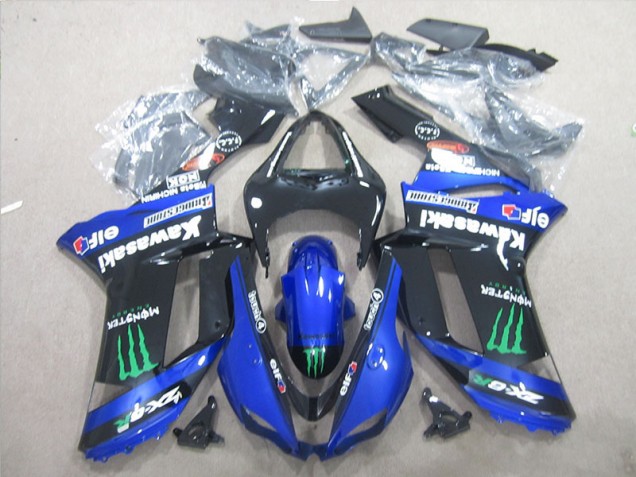 2007-2008 Black Blue Green Monster Kawasaki ZX6R Bike Fairings UK 2007-2008 Black Blue Green Monster Kawasaki ZX6R Bike Fairings UK