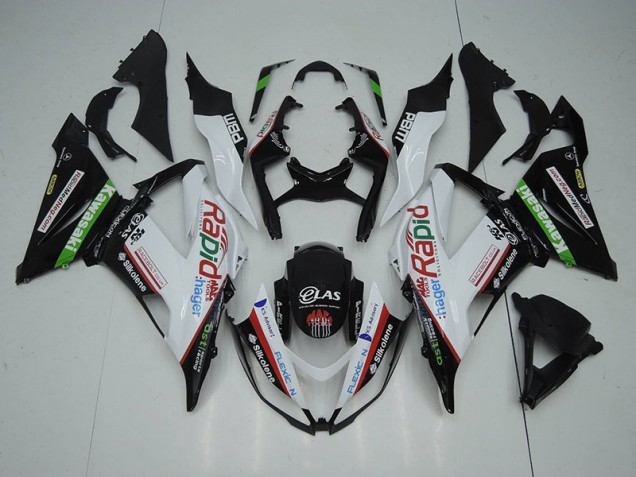 2013-2018 Black White Rapid Hager Kawasaki ZX6R Motorbike Fairing UK 2013-2018 Black White Rapid Hager Kawasaki ZX6R Motorbike Fairing UK