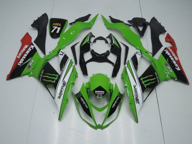 2013-2018 Black Green White Monster Kawasaki ZX6R Bike Fairings UK