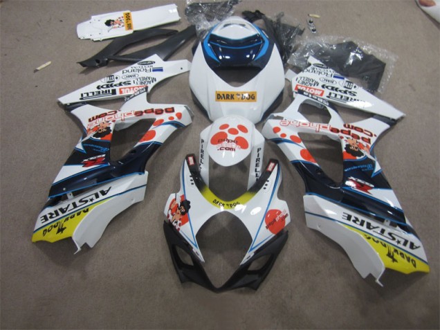 2007-2008 White Blue Dark Dog Suzuki GSXR1000 Bike Fairing UK 2007-2008 White Blue Dark Dog Suzuki GSXR1000 Bike Fairing UK