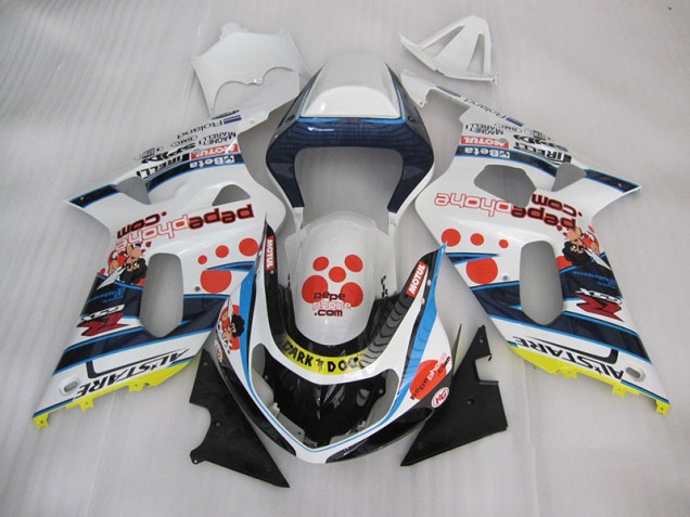 2001-2003 White Blue Dark Dog Suzuki GSXR600 Bike Fairings UK