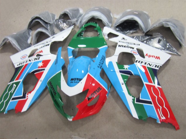 2004-2005 Blue Green Red Motul Suzuki GSXR600 Motorcycle Fairing UK 2004-2005 Blue Green Red Motul Suzuki GSXR600 Motorcycle Fairing UK