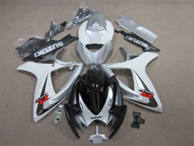 2006-2007 Black White Suzuki GSXR600 Motorcycle Fairing Kit UK