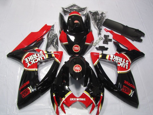 2006-2007 Black Red Lucky Strike Motul Suzuki GSXR600 Bike Fairing Kit UK 2006-2007 Black Red Lucky Strike Motul Suzuki GSXR600 Bike Fairing Kit UK
