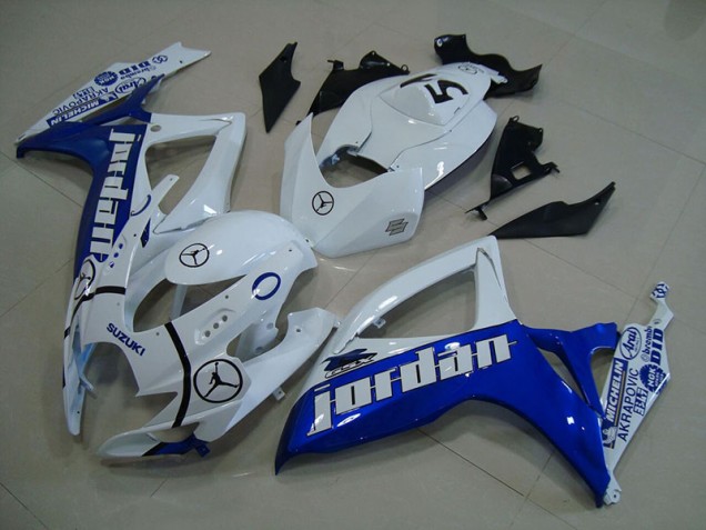 2006-2007 Blue White Jordan Suzuki GSXR750 Motorcycle Fairings Kits UK 2006-2007 Blue White Jordan Suzuki GSXR750 Motorcycle Fairings Kits UK