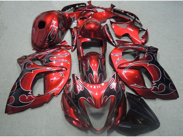 1996-2007 Red with Black Flame Suzuki GSXR1300 Hayabusa Motorcycle Fairings Kits UK 1996-2007 Red with Black Flame Suzuki GSXR1300 Hayabusa Motorcycle Fairings Kits UK