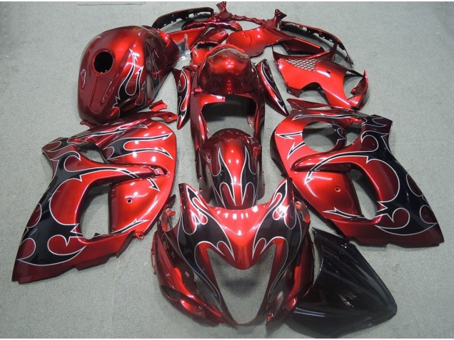 2008-2019 Red Black Flame Suzuki GSXR1300 Hayabusa Motorcyle Fairings UK 2008-2019 Red Black Flame Suzuki GSXR1300 Hayabusa Motorcyle Fairings UK