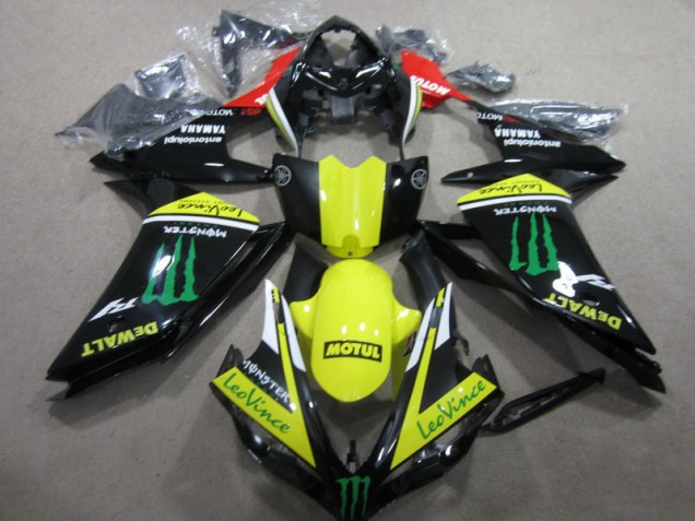 2007-2008 Black Yellow Motul Leovince Yamaha YZF R1 Motorcycle Fairings Kit UK