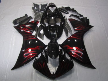 2009-2011 Black Red Flame Yamaha YZF R1 Motor Fairings UK