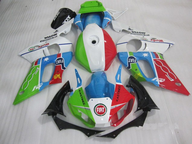 1998-2002 Blue Red Fiat Kastinee Yamaha YZF R6 Motorcycle Fairings Kit UK 1998-2002 Blue Red Fiat Kastinee Yamaha YZF R6 Motorcycle Fairings Kit UK