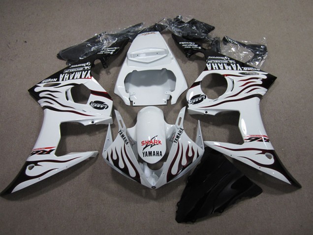 2003-2005 White Black Flame Shark Yamaha YZF R6 Replacement Fairings UK